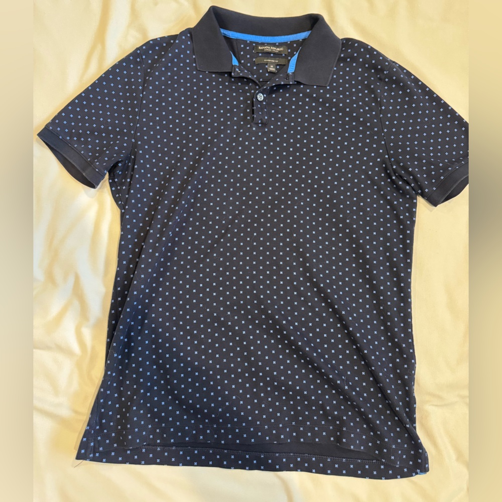 Banana Republic Navy Blue Polka Dot Men's Shirt